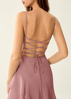 Fiorella Light Pink Chiffon Ruffled A-line Prom Dress image5