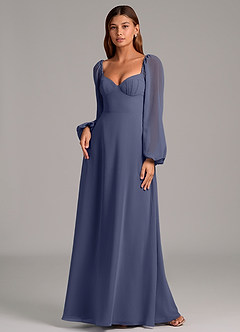 Azazie Annistyn Bridesmaid Dresses Stormy A-Line Long Sleeve Chiffon Dress image4