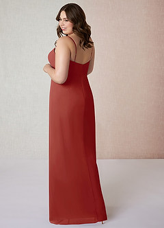 Azazie Tayla Final Sale Terracotta Sheath Chiffon Dress image9