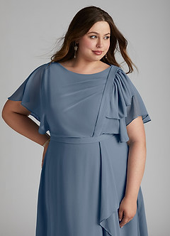 Azazie Aaliyah Modest Bridesmaid Dresses A-Line Scoop Pleated Chiffon Floor-Length Dress image11