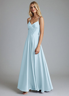 Azazie Alaia Suknie dla druhen Linia A Gorset Satyna elastyczna Do ziemi Sukienka image4