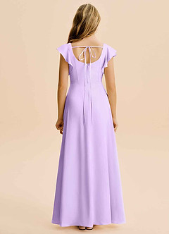 Azazie Bondi Junior Vestido de Lila de Satén Elástico de Corte en A con Corte Lateral image2