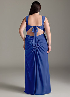 Azazie Jesaphine Bridesmaid Dresses Royal Blue Sheath Bow Chiffon Dress image9