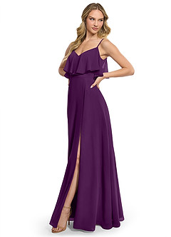Azazie Jean Bridesmaid Dresses Grape A-Line Chiffon Convertible Dress image3