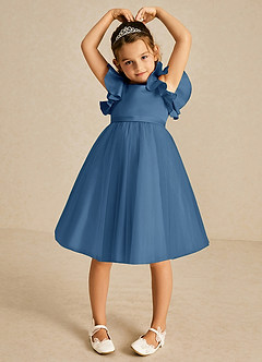 Azazie Kaeya Flower Girl Dresses Twilight A-Line Bow Tulle Dress image3