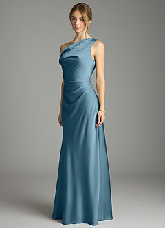 Azazie Emerson Bridesmaid Dresses Bermuda Mermaid Off the Shoulder Stretch Satin Dress image2