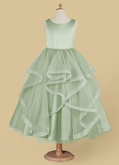 Azazie Sofia Flower Girl Dresses Dusty Sage A-Line Beaded Tulle Dress image5