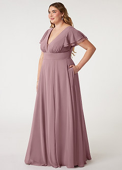 Azazie Ashika Final Sale Dusty Blue A-Line V-neck Ruched Chiffon Dress image11
