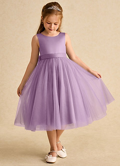Azazie Winnie Flower Girl Dresses Wisteria Ball-Gown Bow Tulle Dress image2