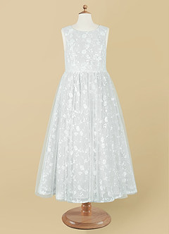Azazie Darcey Flower Girl Dresses Diamond White A-Line Lace Dress image8