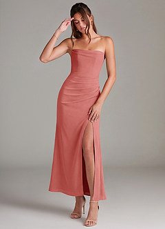 Azazie Leonis Bridesmaid Dresses Antique Rose Mermaid Strapless Chiffon Convertible Dress image1