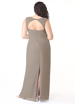 Azazie Flori Brautjungfernkleider Etui Rechteckiger Ausschnitt Chiffon Kleid Taupe image8