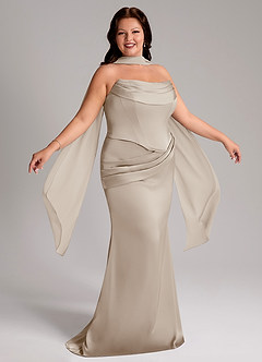 Azazie Sorrel Vestidos de damas de honor Vestido de Escarcha de Satén Elástico de Corte Sirena Convertible con Sin tirantes image9