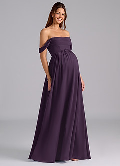Azazie Saige Maternity Bridesmaid Dresses A-Line Pleated Chiffon Floor-Length Dress image1