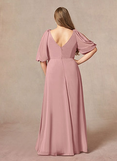 Azazie Bronwyn Mother of the Bride Dresses Dusty Rose A-Line V-Neck Ruched Chiffon Dress image7