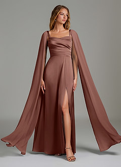 Azazie Niveah Bridesmaid Dresses Espresso A-Line Strapless Stretch Satin Convertible Dress image5