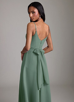 Azazie Kali Brudtärnklänningar Klä av A-Linje i Chiffong Plisserad Eukalyptus image2