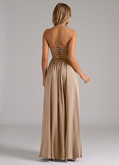 Azazie Aaida Brautjungfernkleider A-Linie Korsett Stretch-Satin Kleid Taupe image6