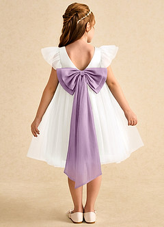 Azazie Munchkin Flower Girl Dresses Ivory Wisteria A-Line Bow Tulle Dress image1