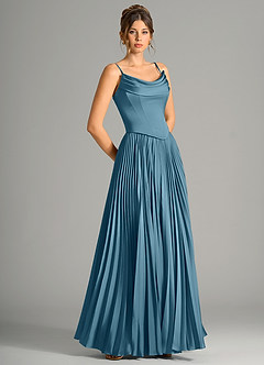 Azazie Saedra Bridesmaid Dresses Bermuda A-Line Corset Stretch Satin Dress image7