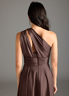 Azazie Charlize Abiti da Damigella Abito A-Line in Raso Elasticizzato Monospalla Ganache image8