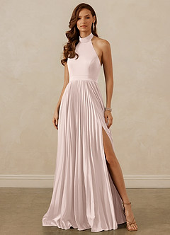 Christian Siriano Bridal for Azazie 1007 Bridesmaid Dresses Blushing Pink A-Line Pleated Stretch Satin Dress image1