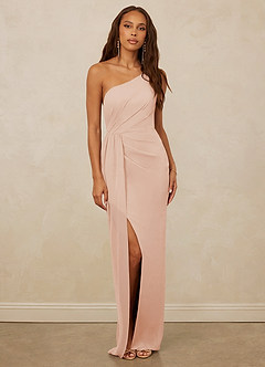Christian Siriano Bridal for Azazie 1003 Bridesmaid Dresses English Rose Sheath One Shoulder Chiffon Dress image1