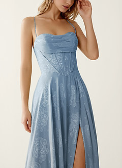 Clementigtle Powder Blue Embossed Clipped Jacquard Prom Dress image5