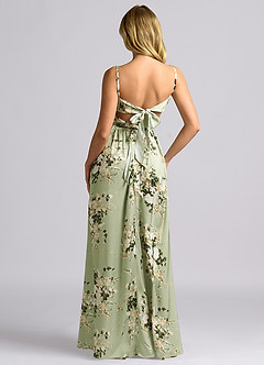 Azazie Zeya Bridesmaid Dresses Floral Vines A-Line Pleated Stretch Satin Dress image6