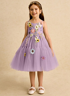 Azazie Osea Blumenmädchenkleider Ballkleid Plissee Tüll Kleid Blauregen image4