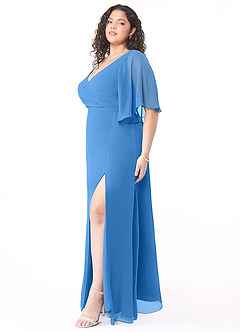 Azazie Cierra Abiti da Damigella Abito A-Line in Chiffon con Scollo a V Blue Jay image11