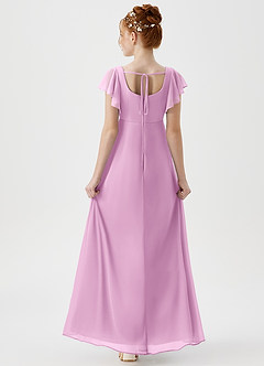 Azazie Bondi Junior A-Linie Seitliche Cut-Outs Gittergewebe Kleid Bonbonrosa image2