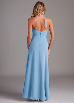 Azazie Bailey Final Sale Agave A-Line Halter Side Slit Chiffon Dress image2