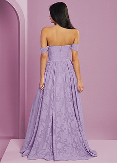 Barbie ♥ Azazie Bridesmaid Dresses Lilac A-Line Off the Shoulder Floral Burnout Convertible Dress image2