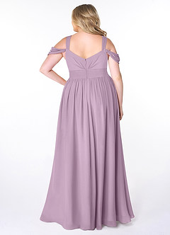 Azazie Lianne Robes de demoiselle d'honneur Robe Trapèze en Mousseline de soie Épaule décolletée Glycine image8