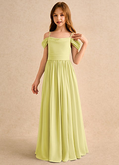 Azazie Shia Junior Formal Flower Girl Dresses Lemon Sorbet A-Line Off the Shoulder Chiffon Dress image3