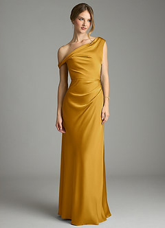 Azazie Emerson Brudepigekjoler Havfrue Off-Shoulder Stræk satin Gulv-længde Kjole image4