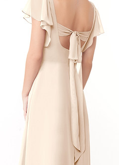Azazie Syenna Bridesmaid Dresses White Alabaster A-Line Ruched Chiffon Dress image3