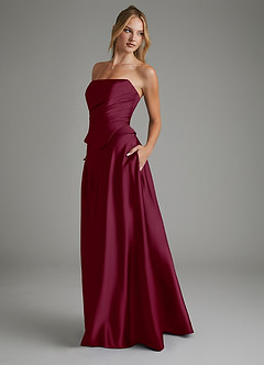 Azazie Amina Robes de demoiselle d'honneur Robe Trapèze en Satin extensible Corset Mûre image6