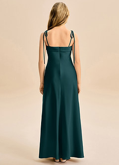 Azazie Willa Junior Vestido de Pino de Satén Elástico de Corte en A con Lazo image6