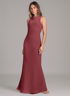 Azazie Allettie Bridesmaid Dresses Merlot Mermaid Chiffon Dress image3