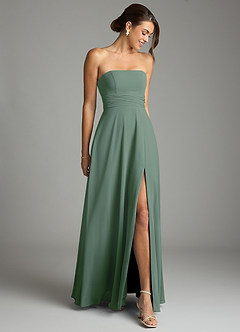 Azazie Tamira Suknie dla druhen Linia A Pofałdowany Szyfon Do ziemi Sukienka image2