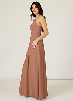 Azazie Sarah Final Sale Bronzer Empire Pleated Chiffon Dress image3