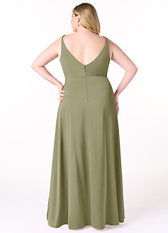 Azazie Dalilah Bridesmaid Dresses Pistachio A-Line V-Neck Pleated Stretch Satin Dress image7