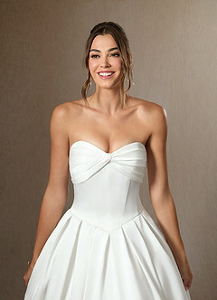 Azazie Desarae Vestidos de novia Vestido de Diamante Blanco de Satén de doble cara de Corte Princesa con Sin tirantes image4
