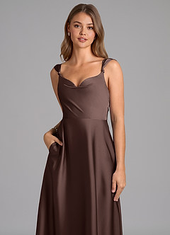 Azazie Beatrice Final Sale Ganache A-Line Sweetheart Neckline Stretch Satin Dress image7