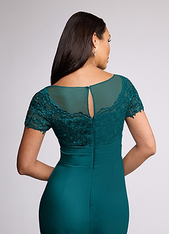 Azazie Susan Mother of the Bride Dresses Peacock Sheath Lace Stretch Crepe Dress image5