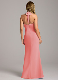 Azazie Keisha Bridesmaid Dresses Coral Sheath Chiffon Dress image6