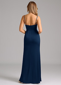 Azazie Aimee Bridesmaid Dresses Dark Navy A-Line Sweetheart Neckline Stretch Satin Dress image2