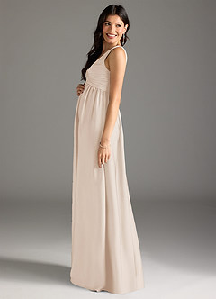 Azazie Yetta Abiti da damigella d'onore premaman Abito A-Line Plissettato Raso Elasticizzato Floor-Length image4